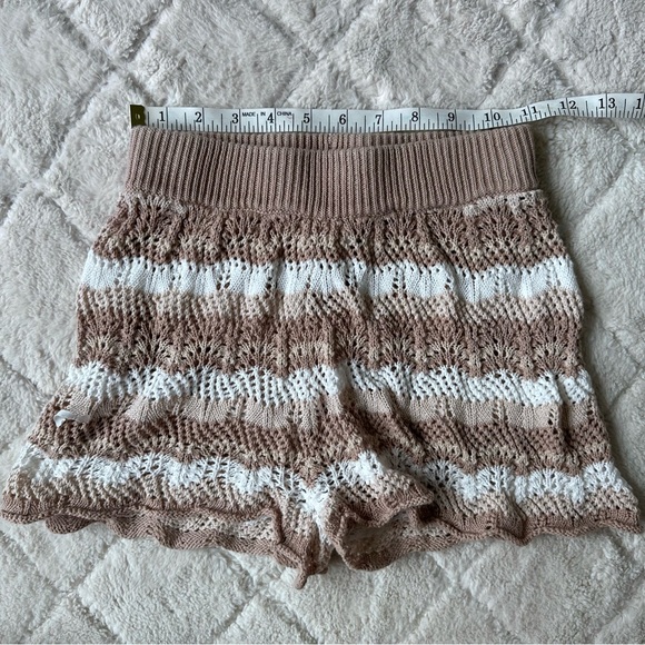 Princess Polly | Brown Leah Striped Sheer Knit Coverup Shorts | Size 2 - Picture 8 of 11
